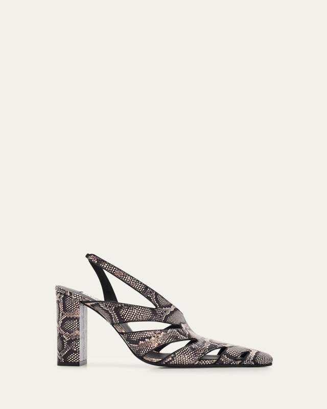 Snakeskin Leather Cutout Slingback Pumps